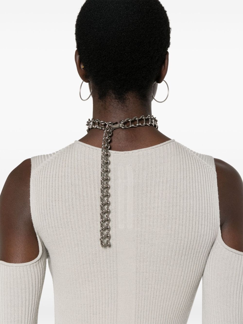 ribbed wool cut-out jumper - 5