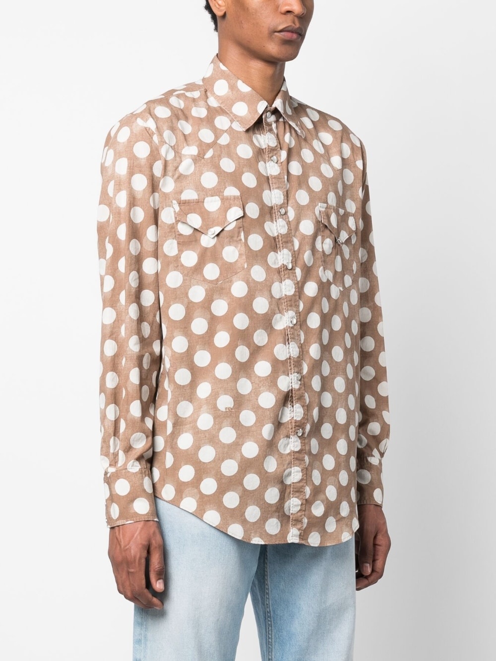 polka-dot print cotton shirt - 3