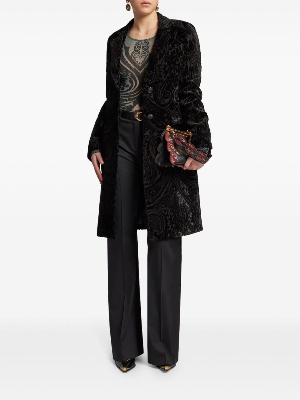 velvet jacquard coat - 2