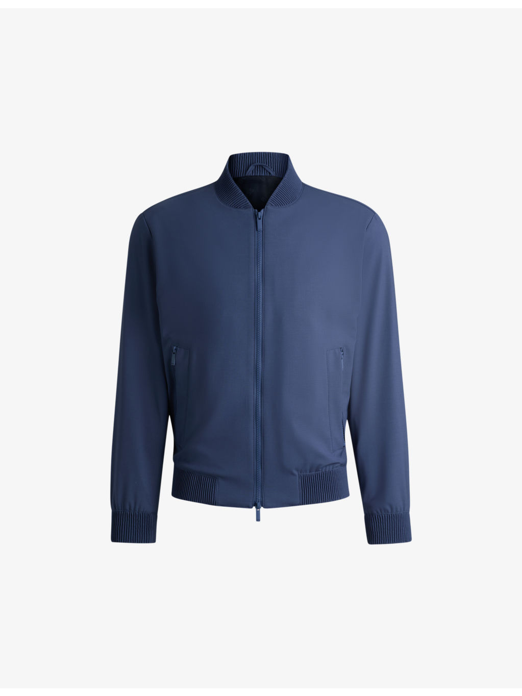Stand-collar slim-fit virgin wool-blend jacket - 1
