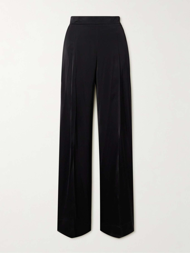 Crepe de chine wide-leg pants Black 1