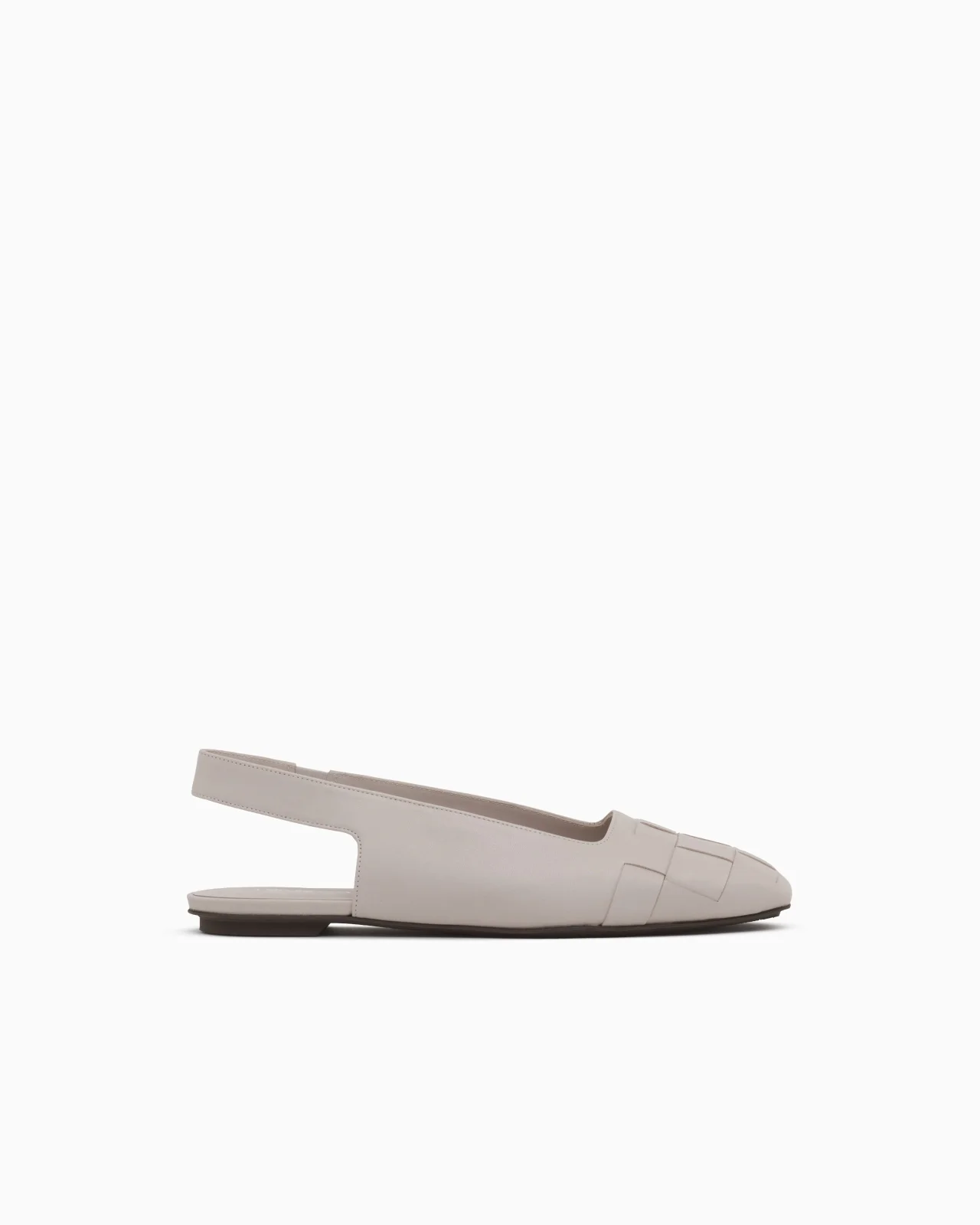 SLINGBACK BALLET FLATS IN LEATHER WITH WOVEN DETAIL - 1