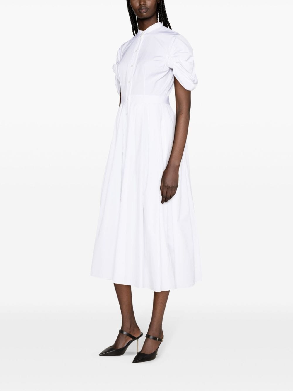 ruched cotton shirtdress - 3