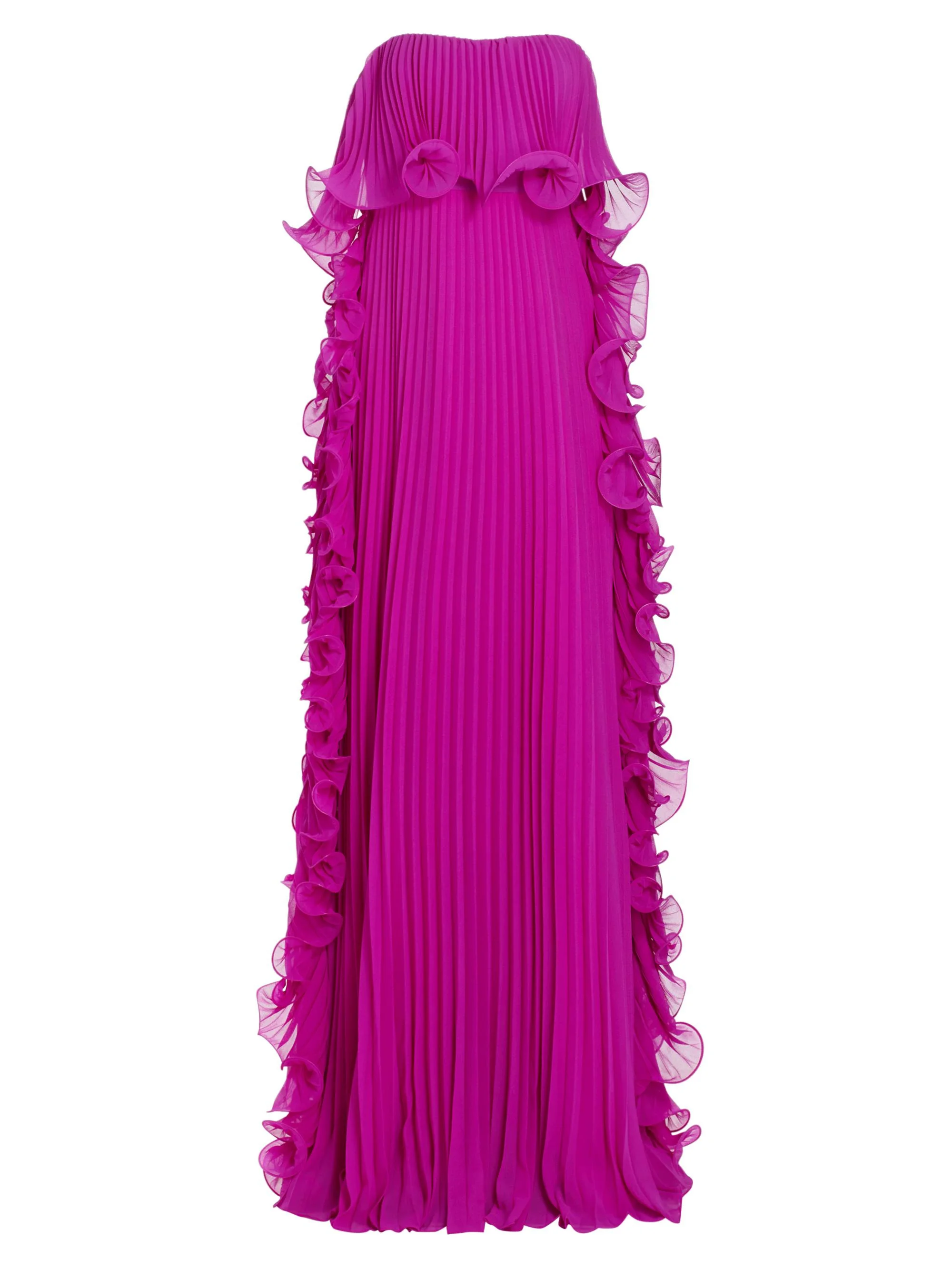 Women's Strapless Pleated Ruffle Gown - Orchid - 1