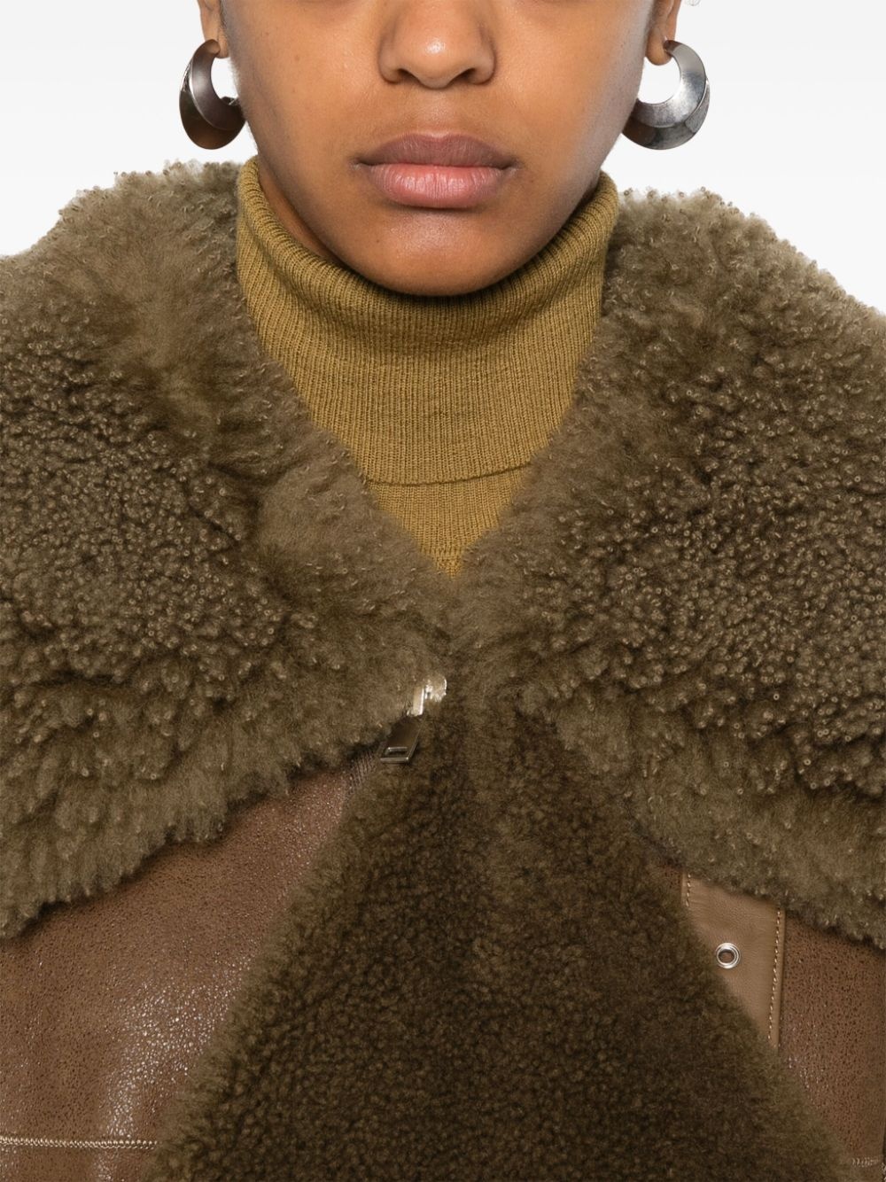 asymmetric shearling coat - 5