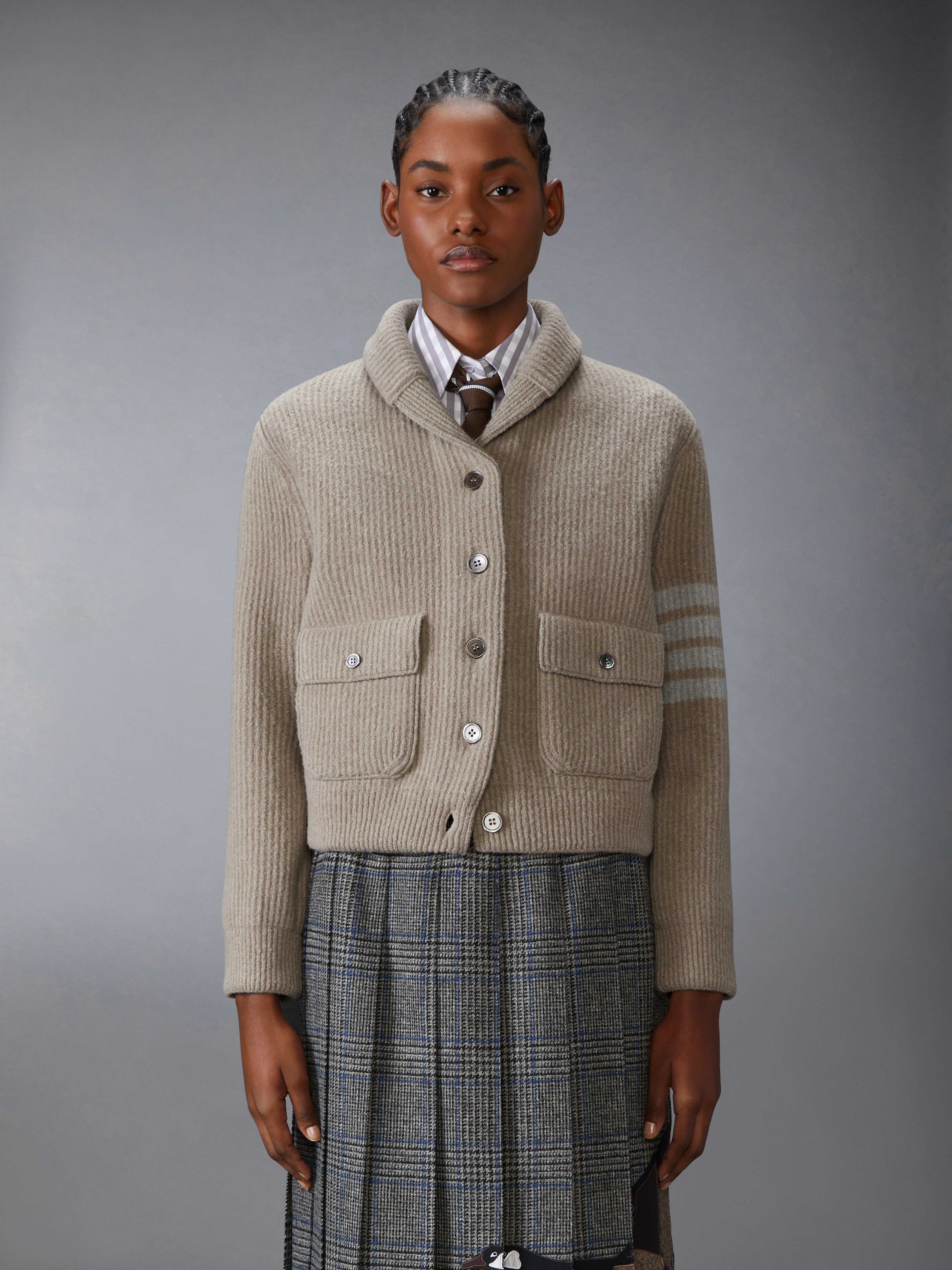 BOILED MERINO WOOL 4-BAR BOMBER JACKET - 2