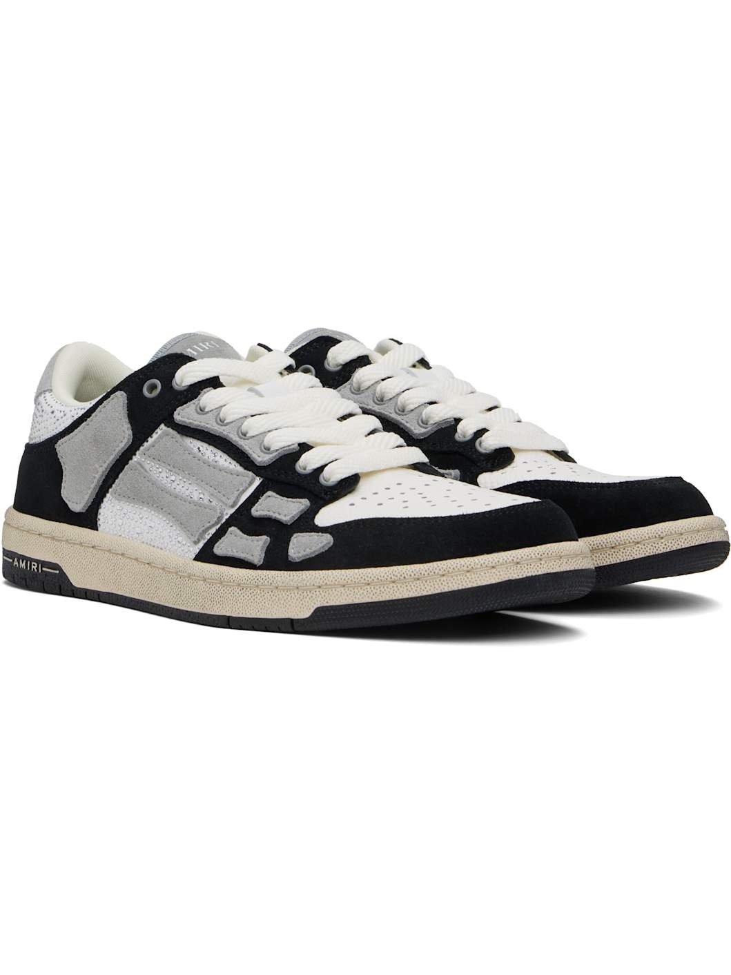 Black & White Crystal Skel-Top Low Sneakers - 4