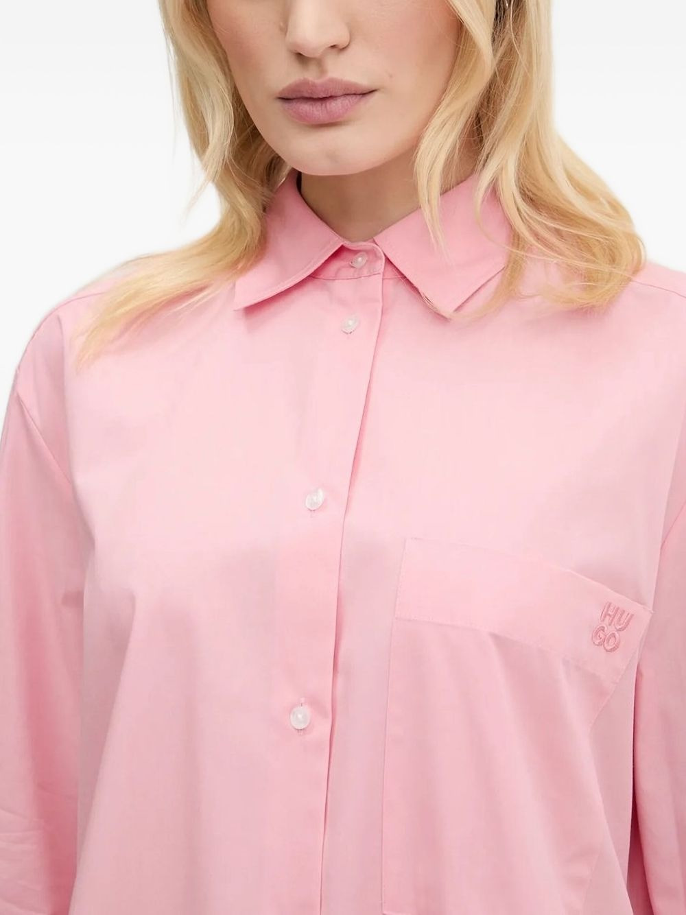 embroidered-logo cotton shirt - 4