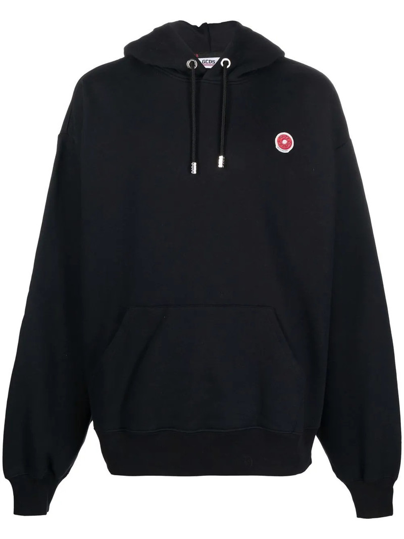logo-patch cotton hoodie 1