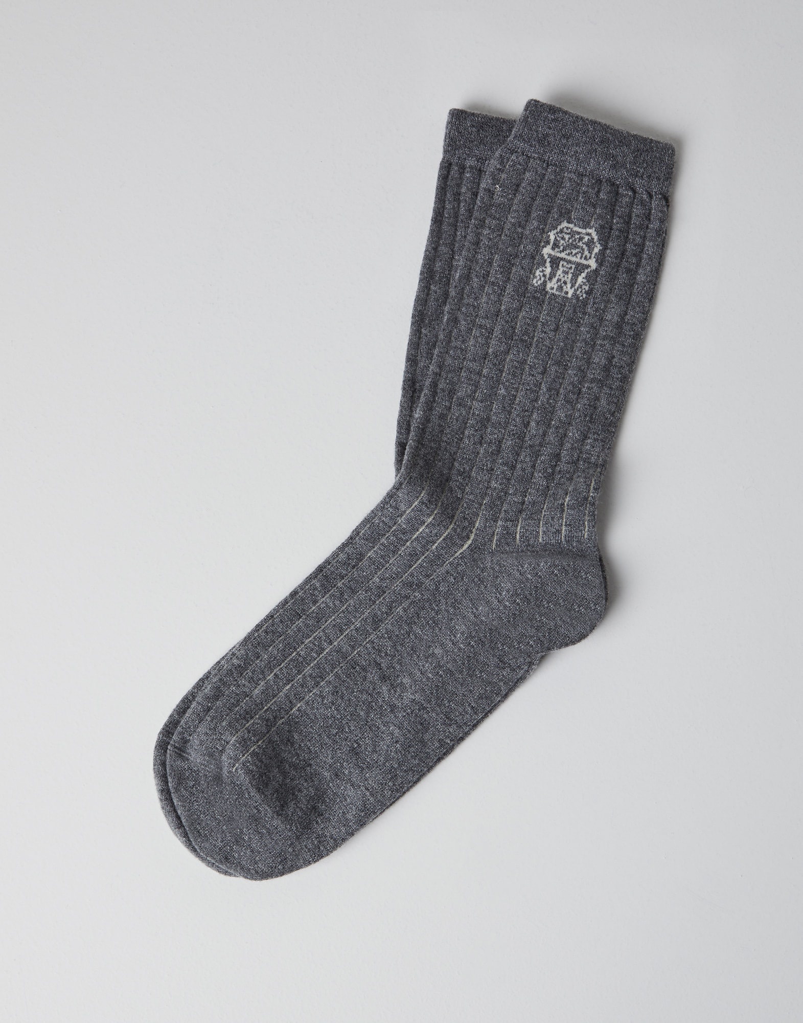 Cashmere chalk stripe effect socks with logo - 1