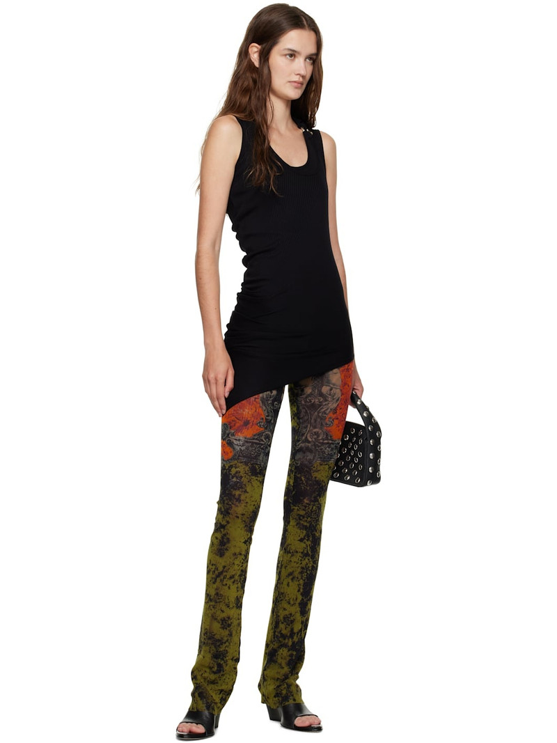 Jean Paul Gaultier Black Ribbed Twisted Double Layer Piercing Tank Top outlook