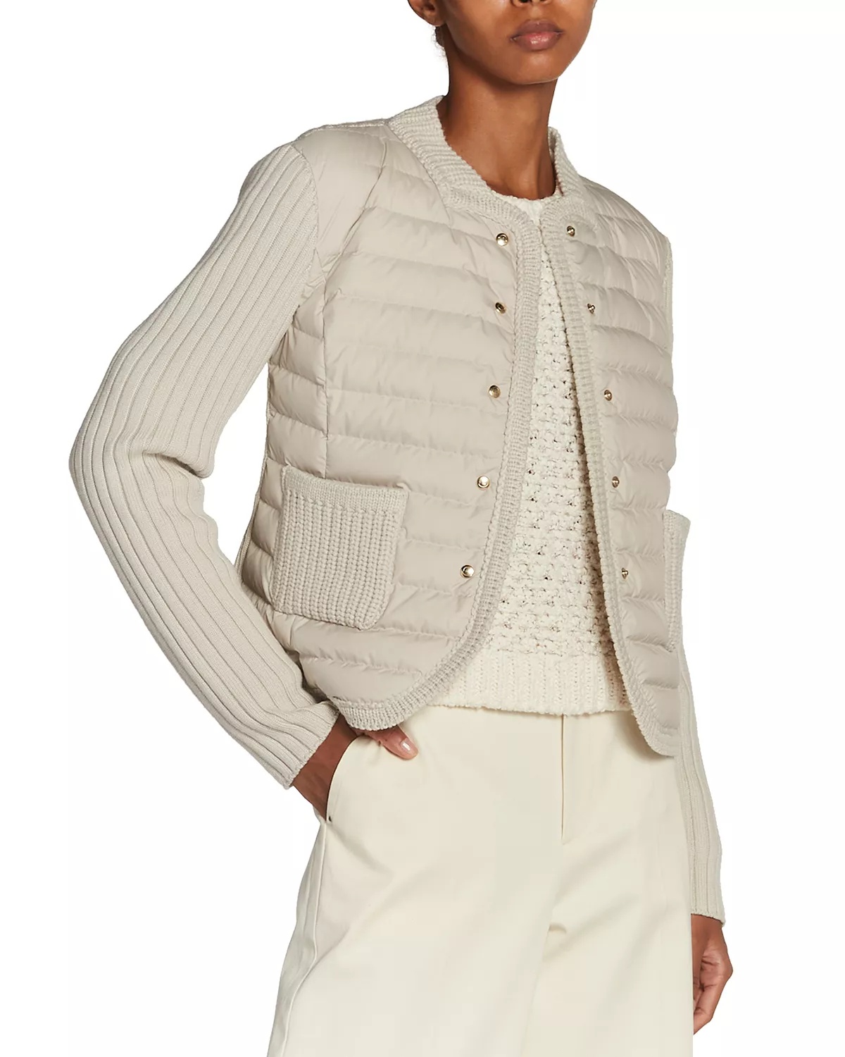 Mixed Media Leather Cardigan - 4