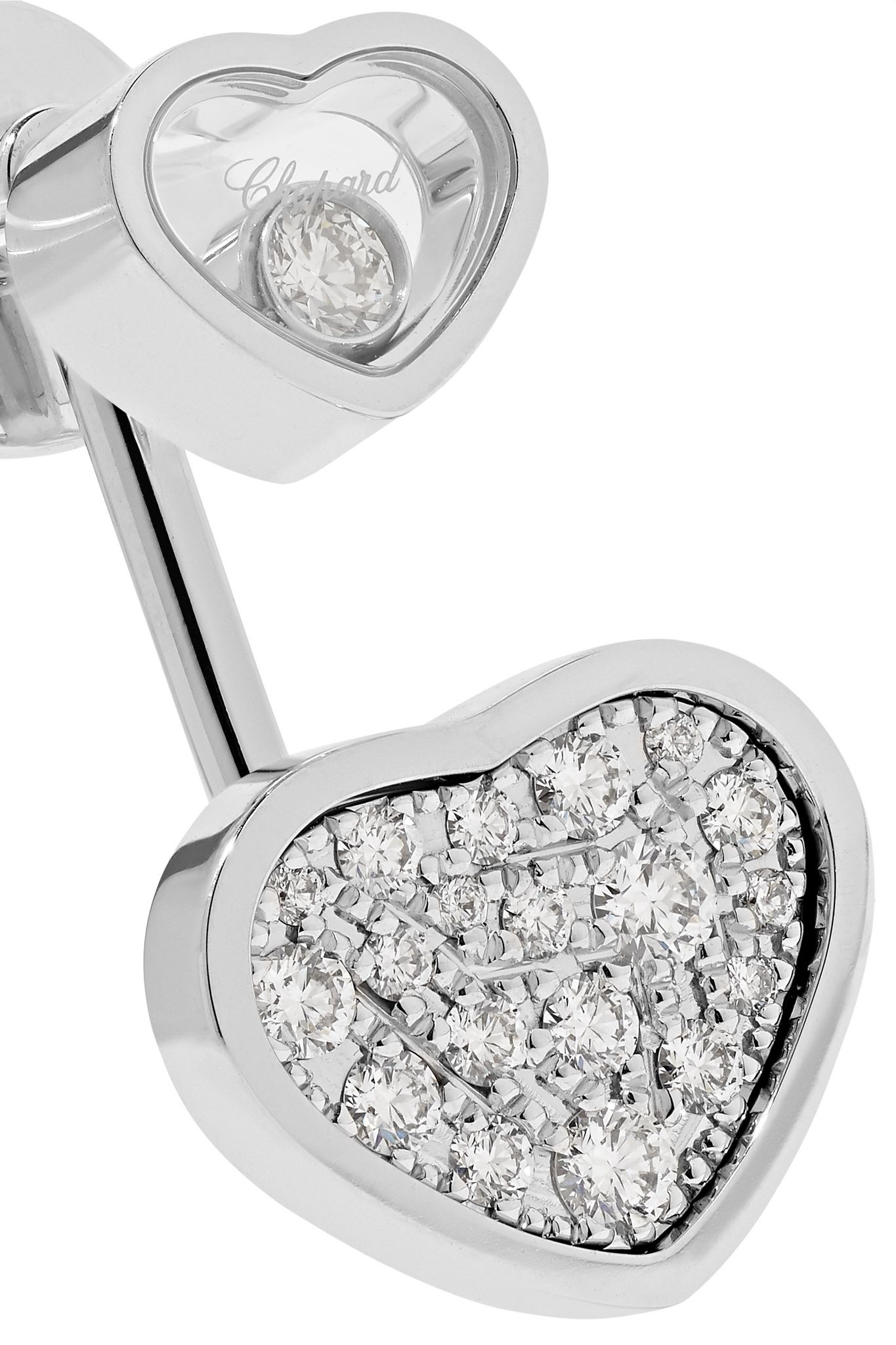 Happy Hearts 18-karat white gold diamond earrings - 4