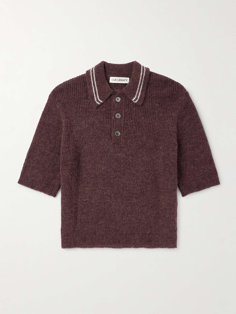 Striped Alpaca-Blend Polo Shirt 1