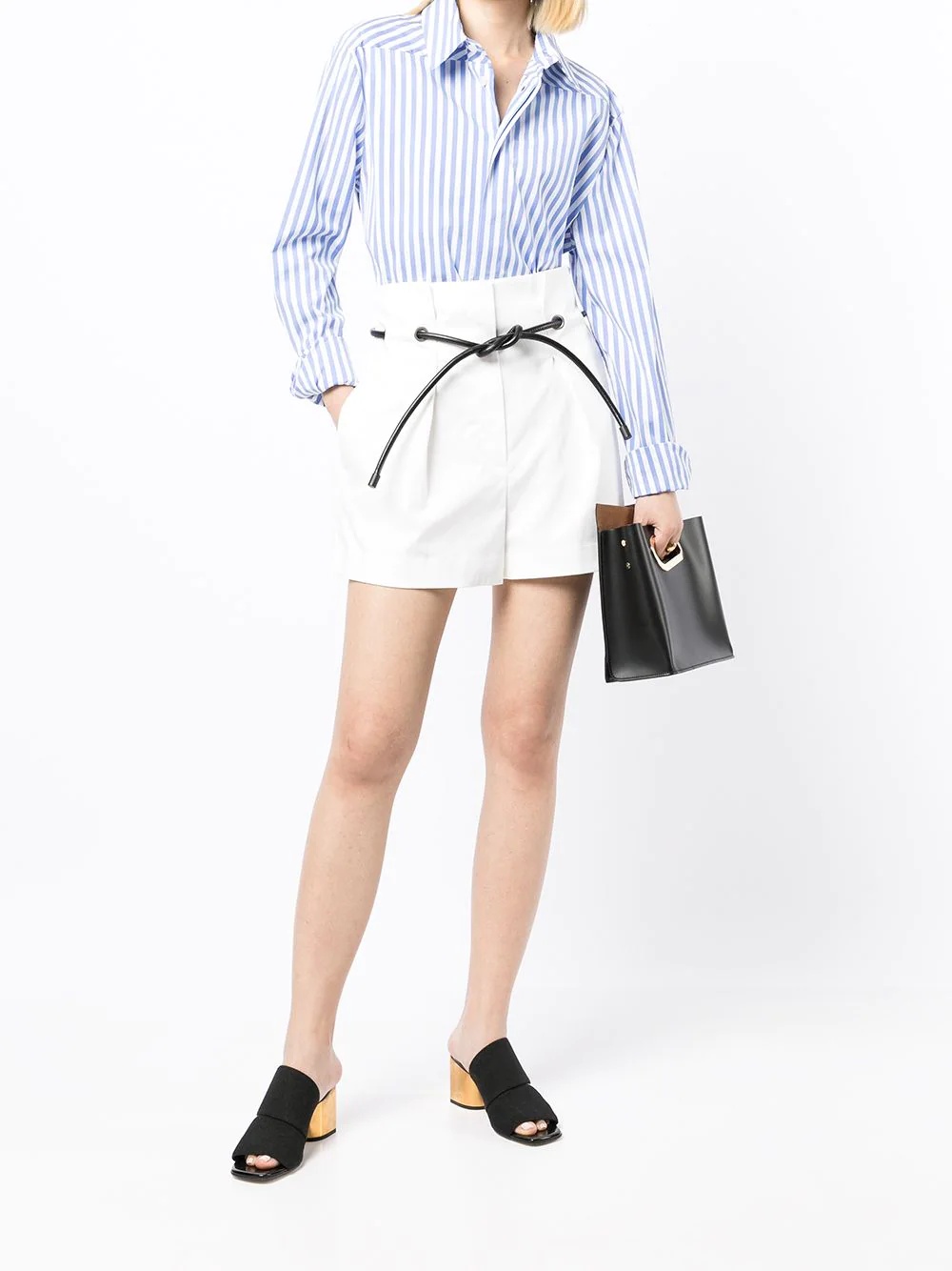 paperbag-waist mini shorts - 2