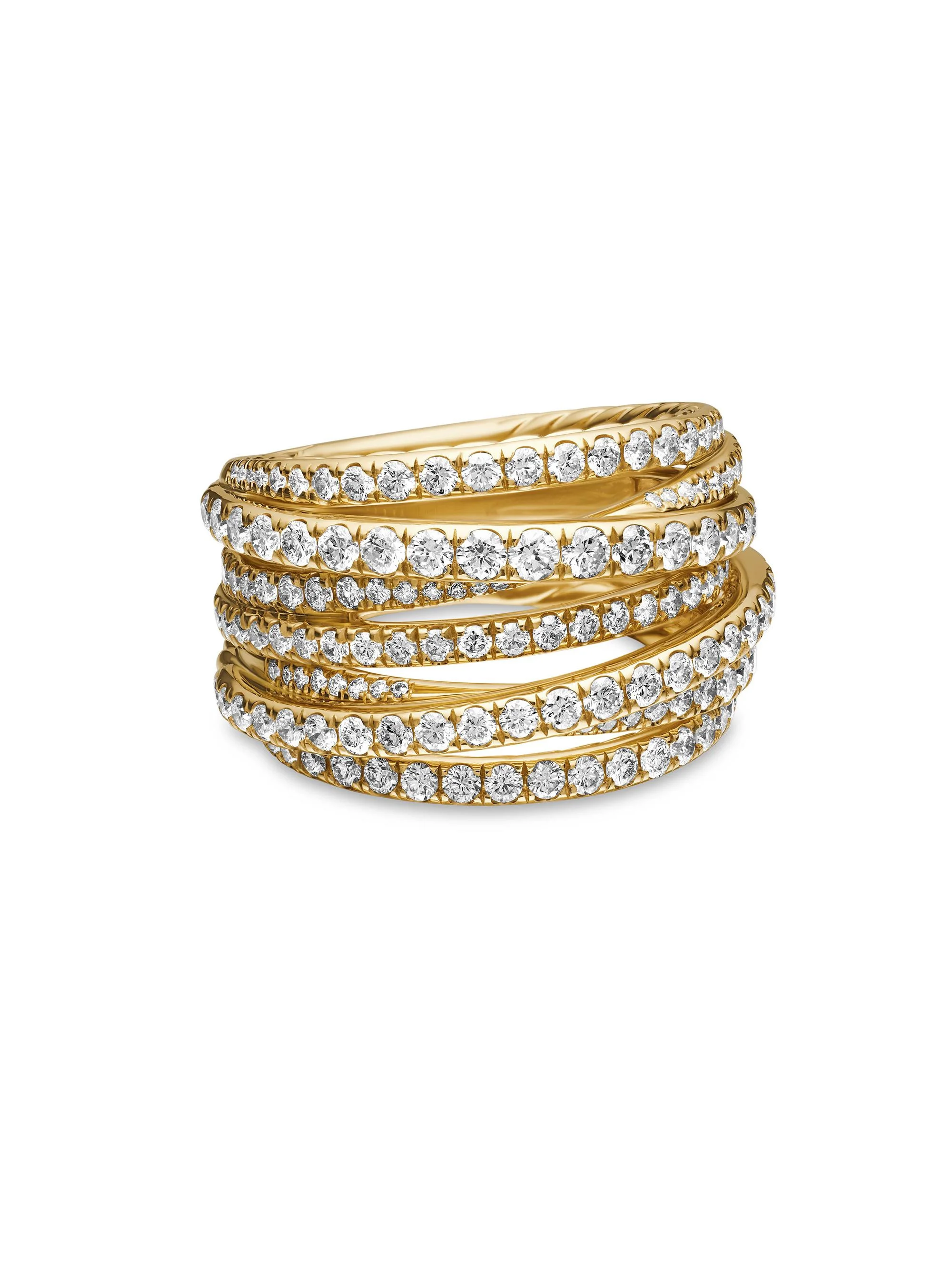 Women's Pavé Crossover Ring in 18K Yellow Gold - Diamond - 1