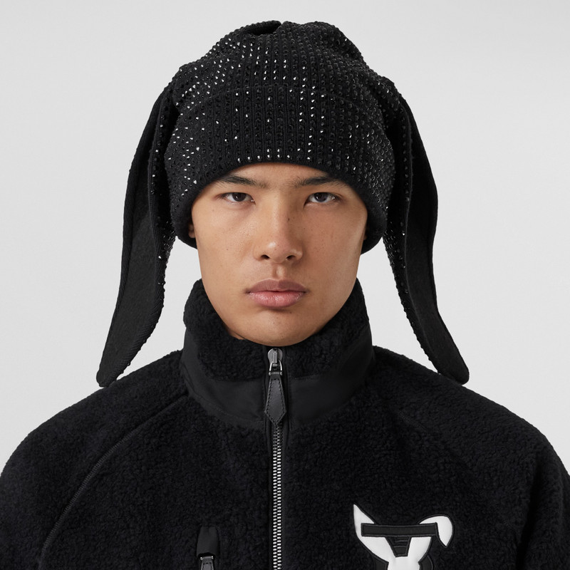 Rabbit Detail Crystal-embellished Wool Beanie 4