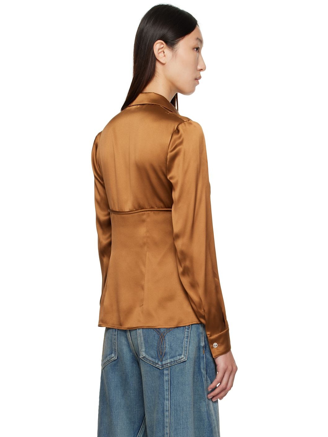 Brown Informal Silk Shirt - 3