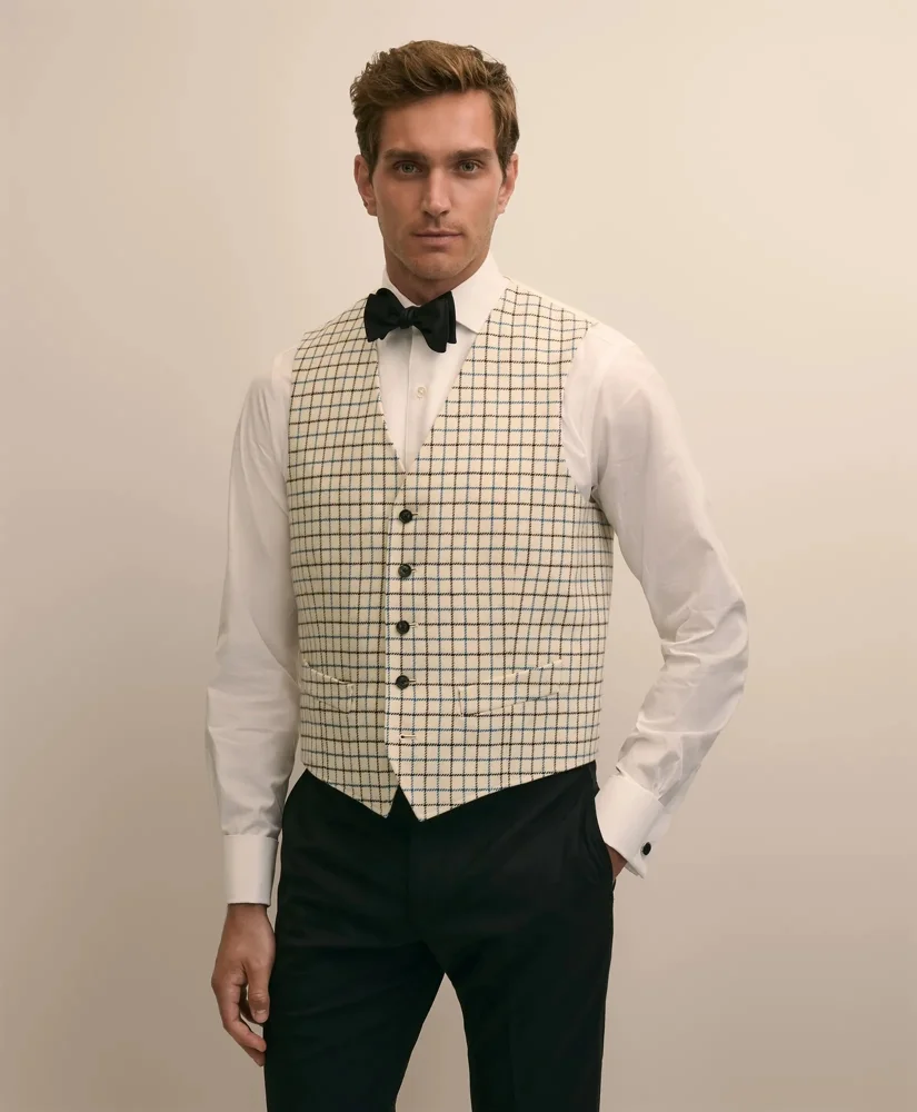 Wool Tweed Tattersall Vest - 1