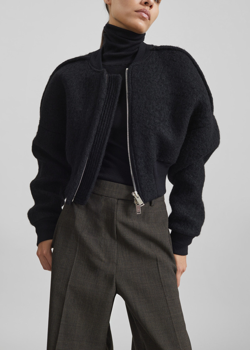 Dimaro Wool Cropped Bomber Jacket - Black 4