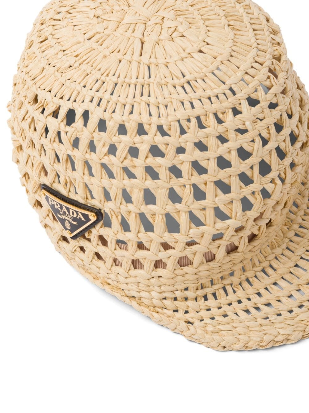 logo-plaque woven raffia hat - 2