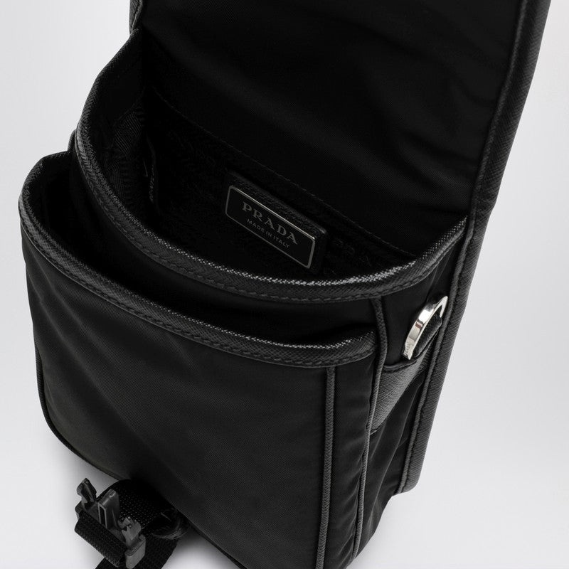 Prada Prada Small Messenger Bag In Black Re-Nylon Men