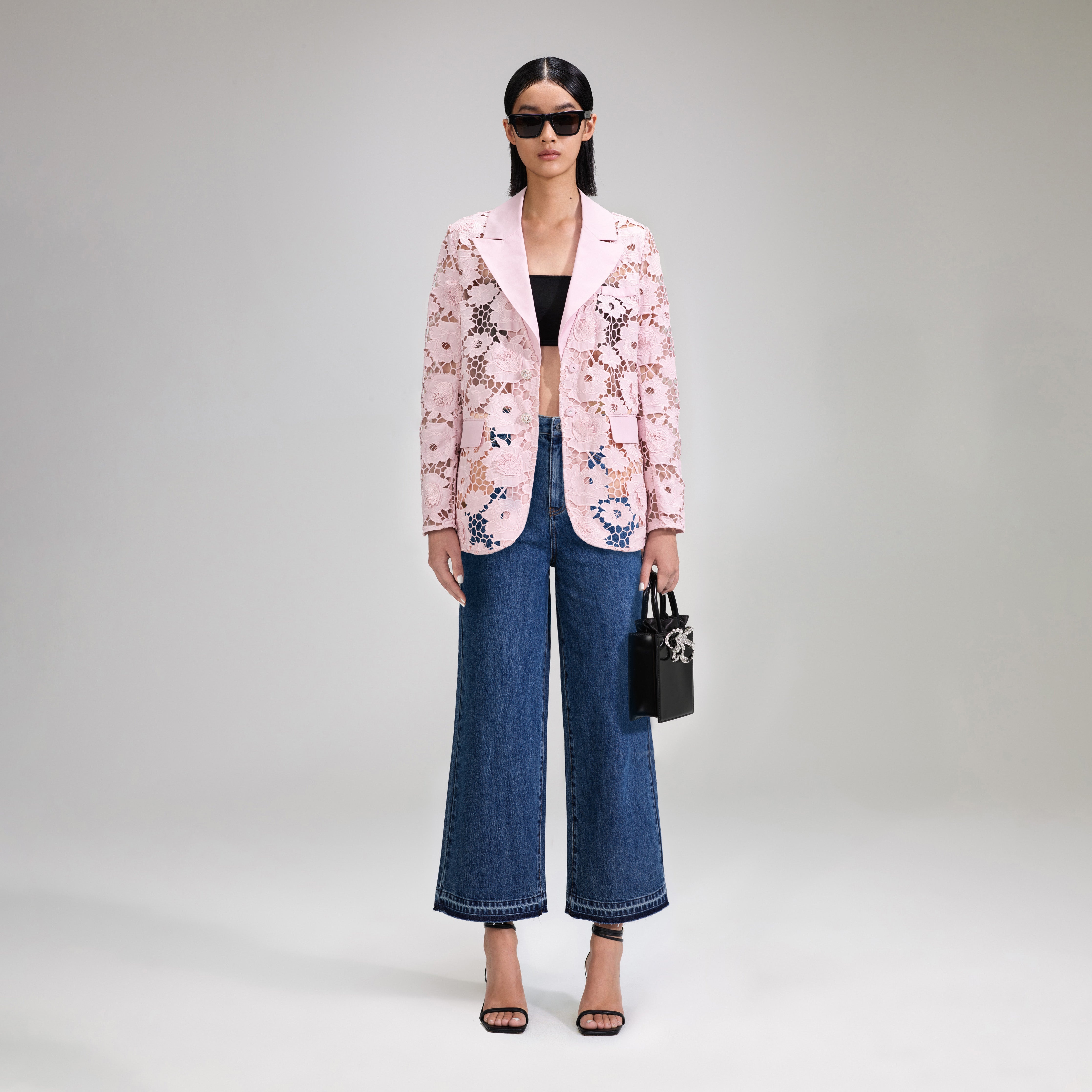 Pink 3D Cotton Lace Jacket - 1
