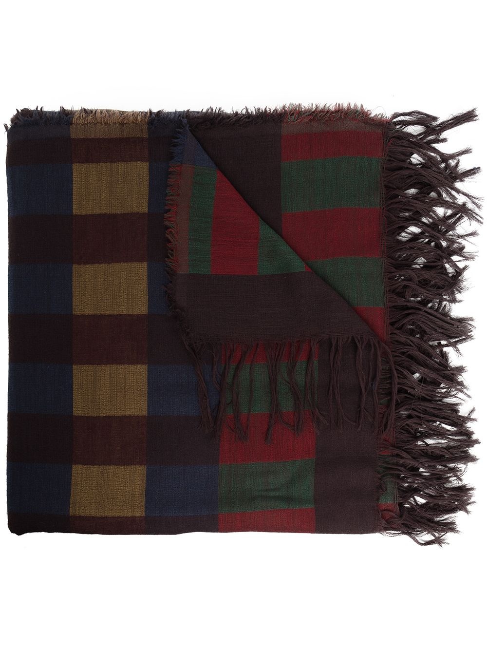 colour-block fringe-edge scarf - 1