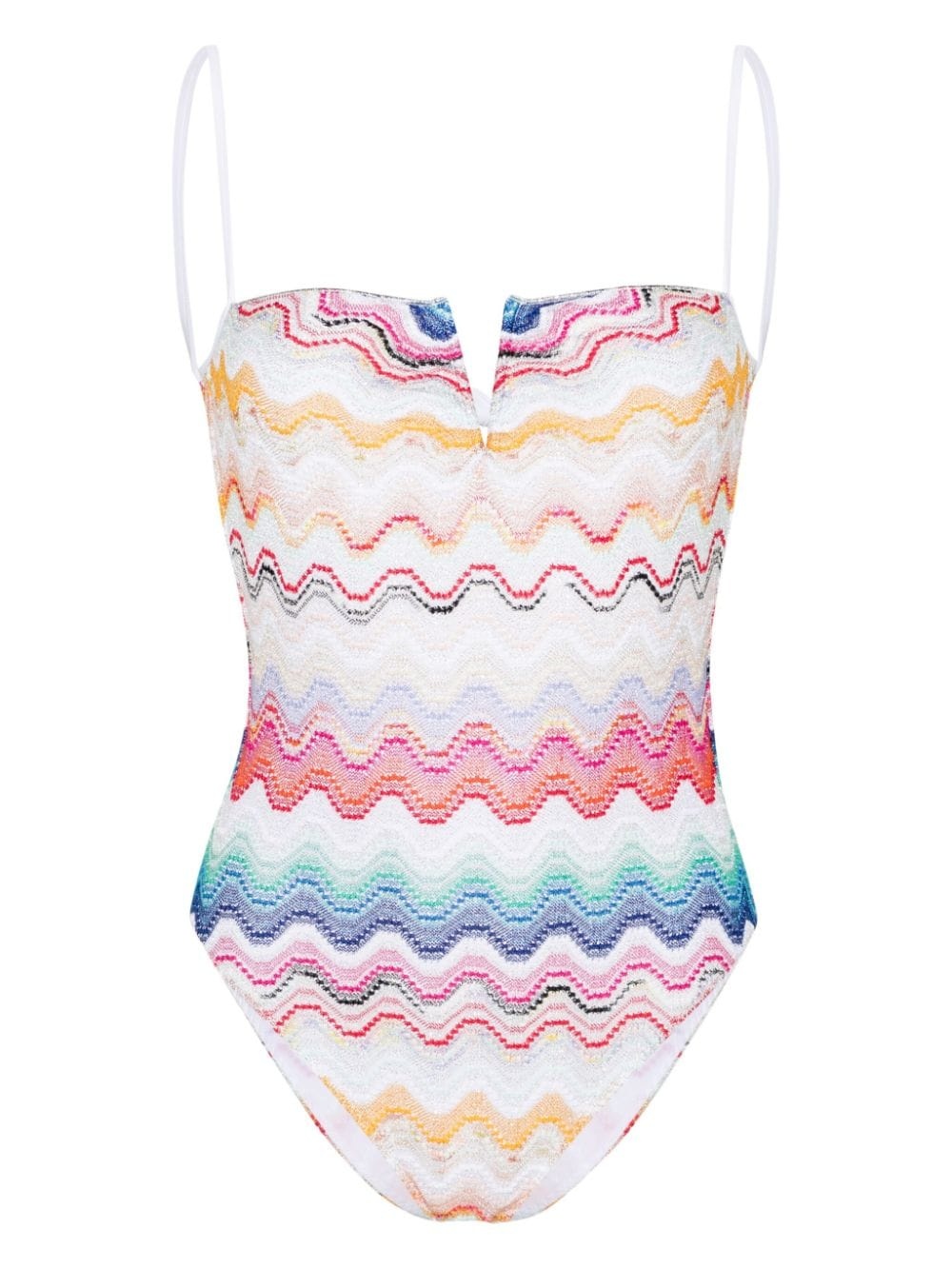 Wave knitted-overlay swimsuit - 1