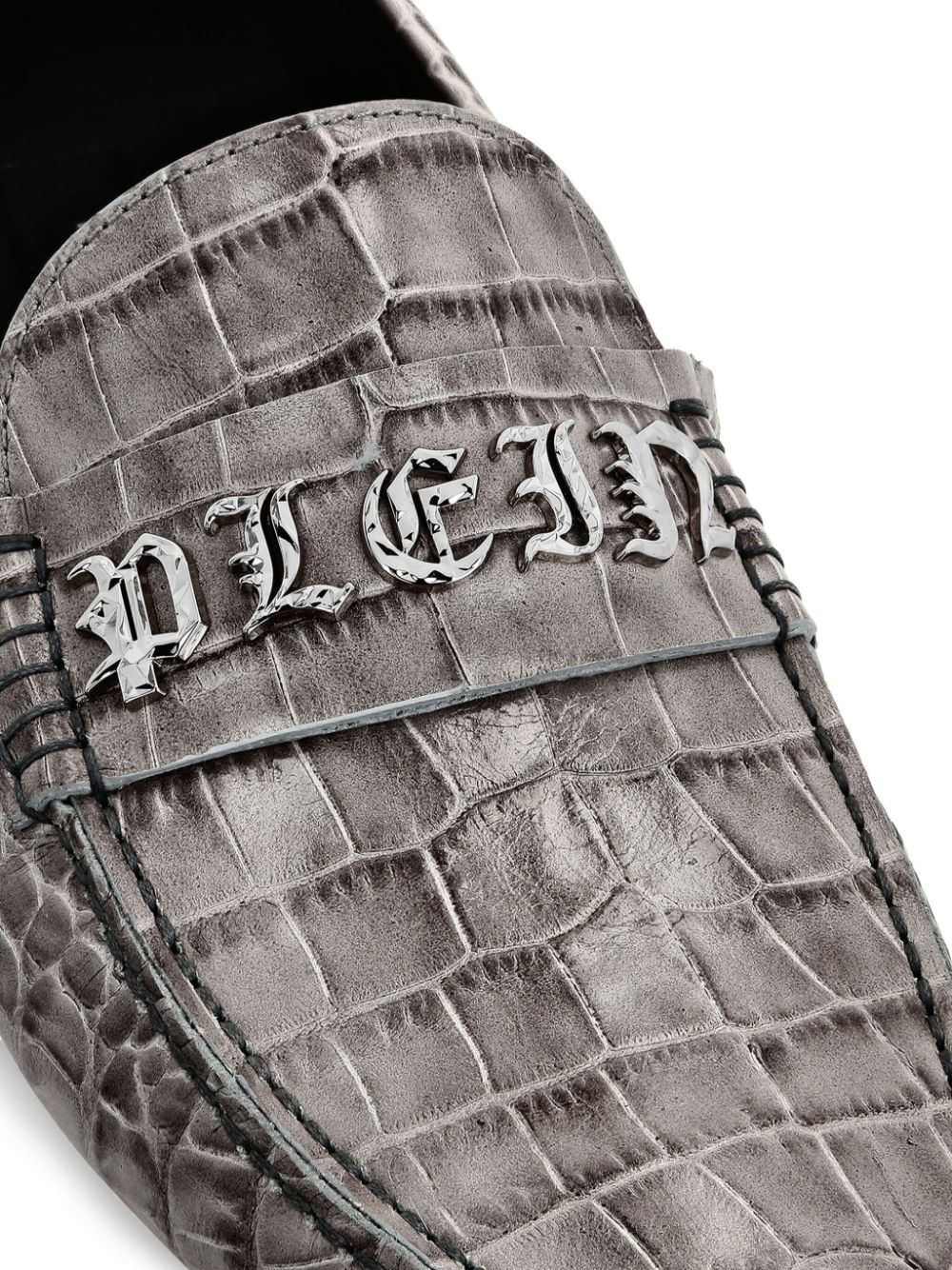 crocodile-embossed leather loafers - 4