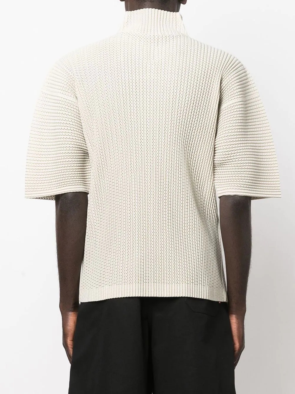 plissé high-neck zipped top - 4