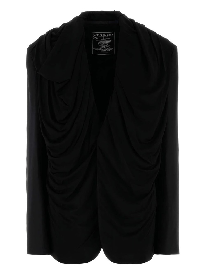 draped hooded blazer 1