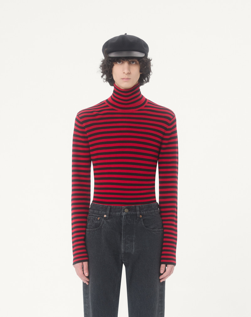 VALENTINO HIGH-NECK WOOL SWEATER WITH VLOGO PATCH 5