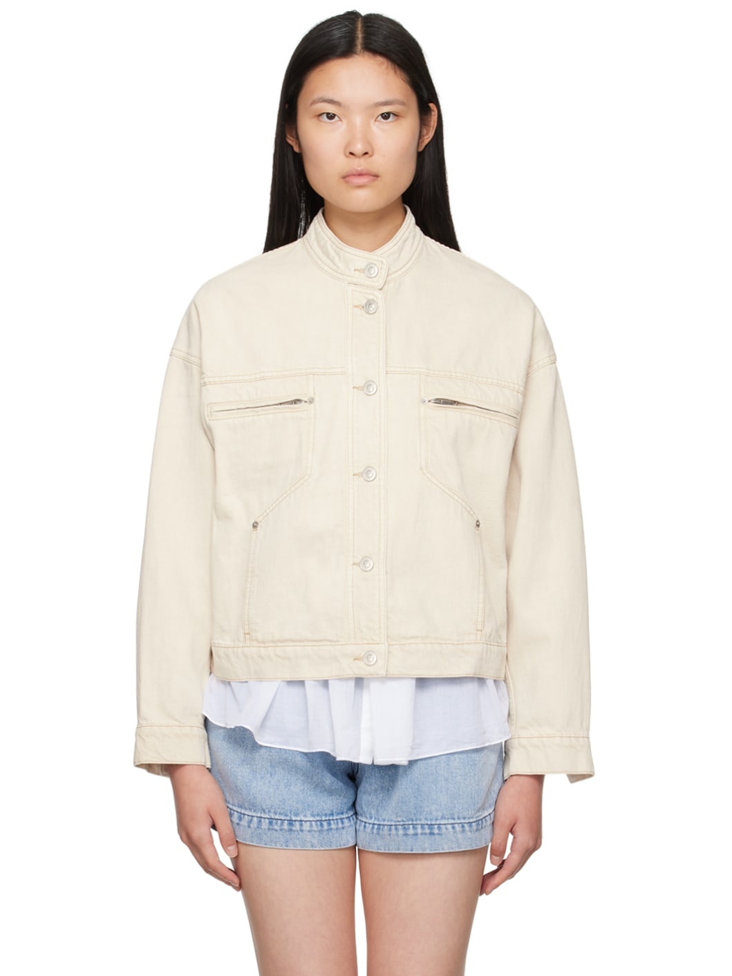 Beige Viane Denim Jacket - 1