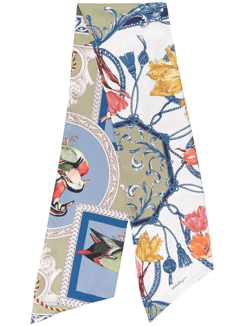 floral print silk foulard - 1