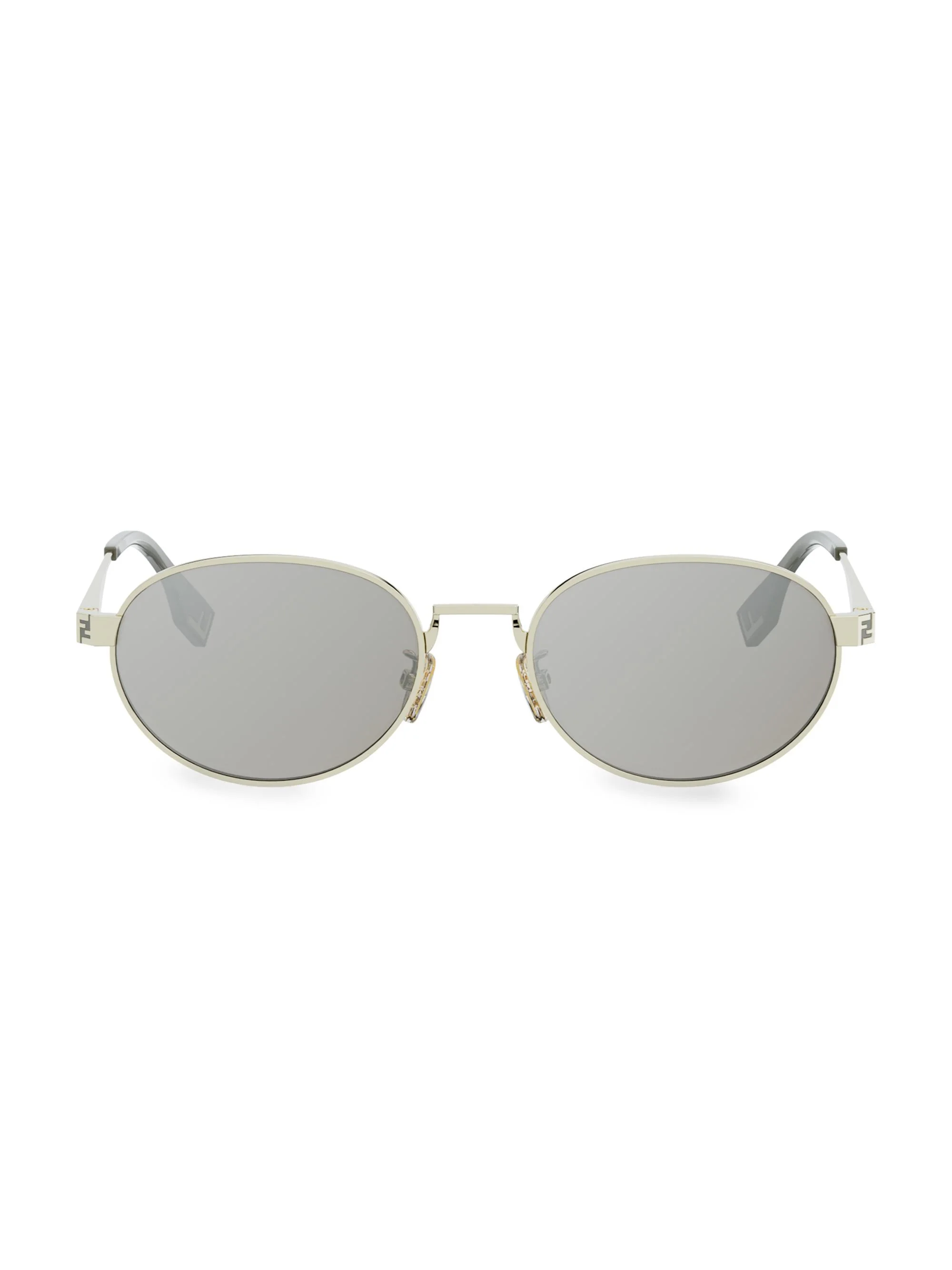 Men Fendi Sky 55MM Oval Sunglasses - Gold And Brown Mirror - 1