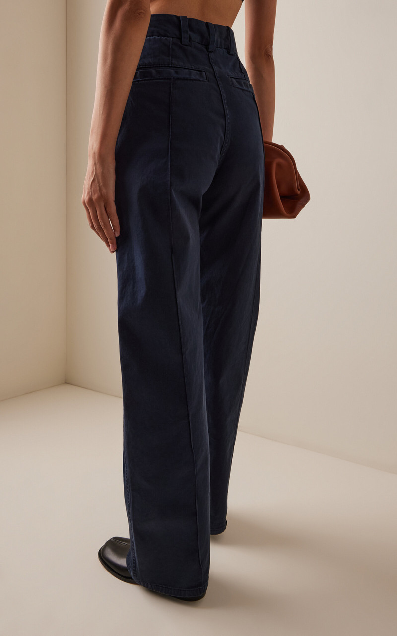 The Odette High-Rise Cotton-Sateen Pants navy 4