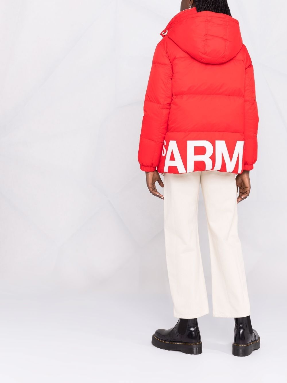 logo-print padded coat - 6