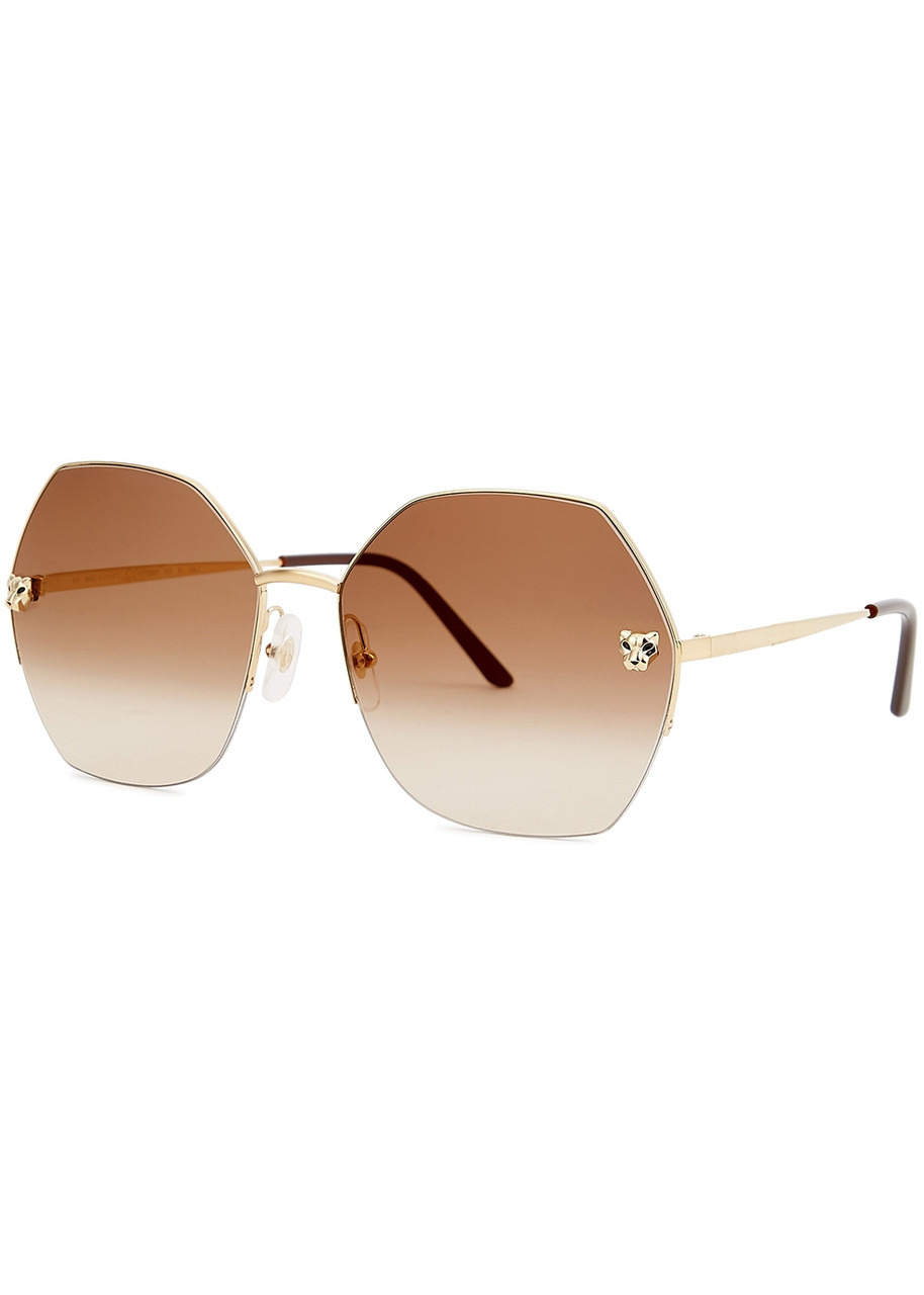 Cartier Panthère De Cartier Gold-tone Oversized, Sunglasses, Half Rim - 6