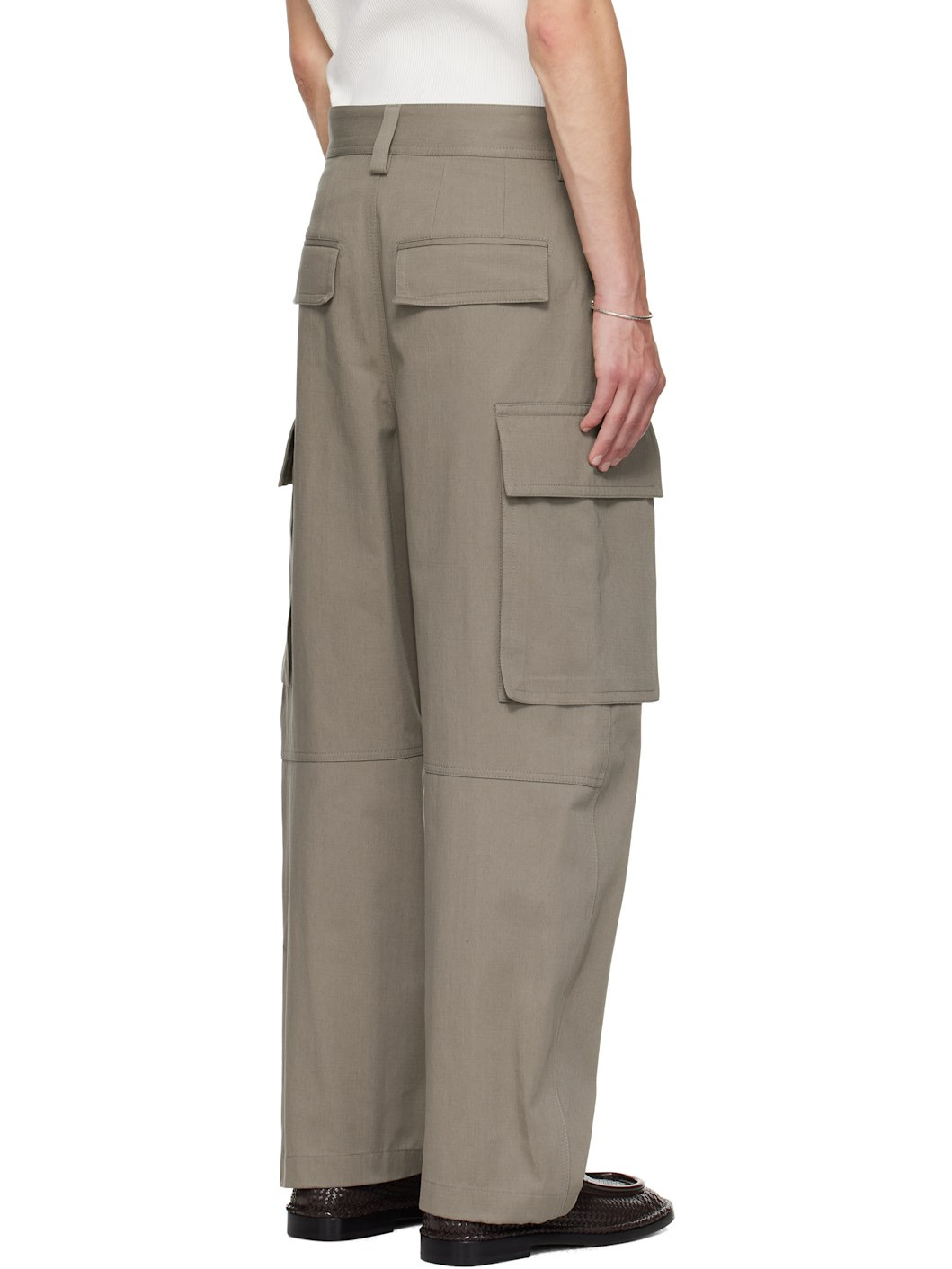 Taupe Cotton Twill Cargo Pants - 3