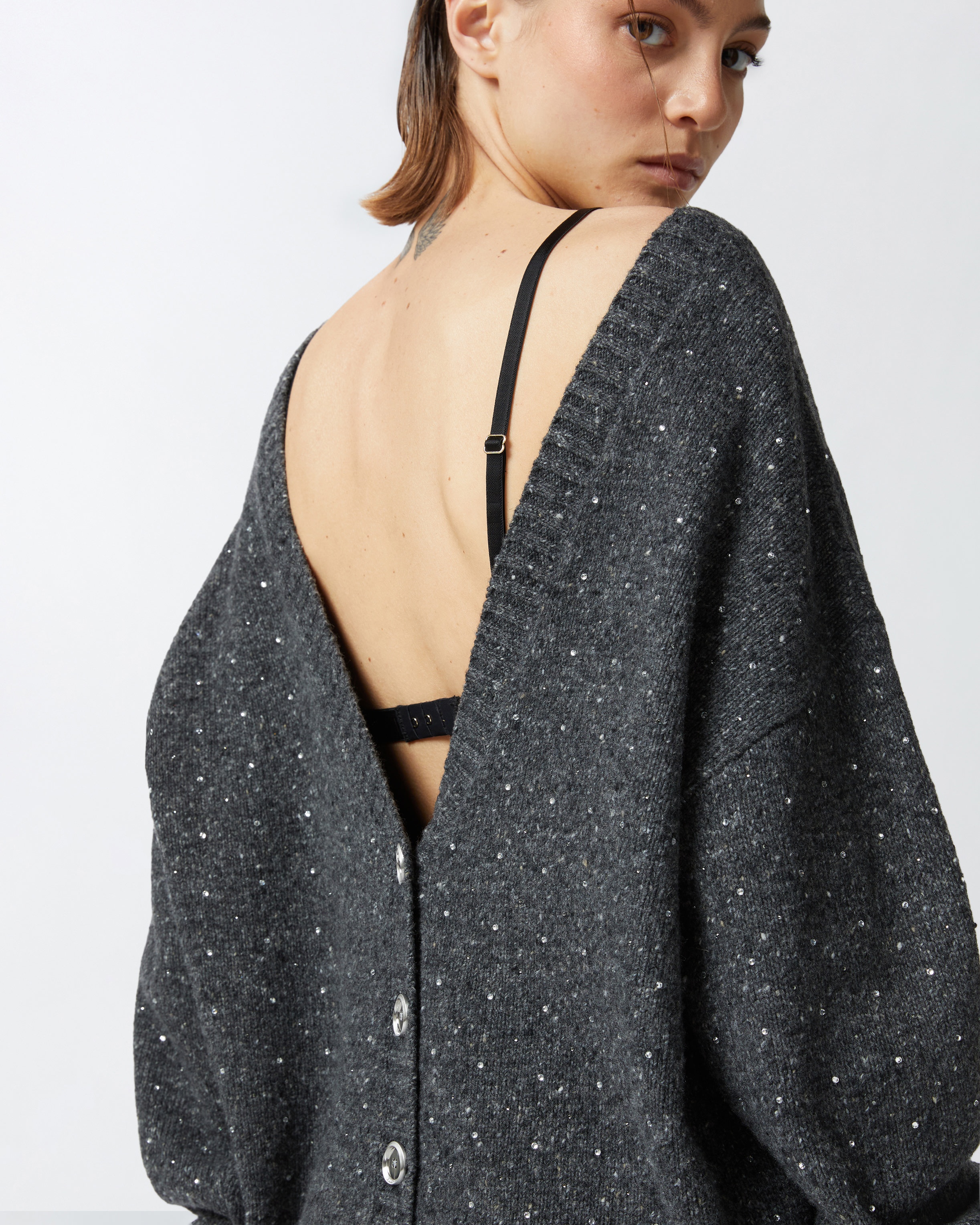 V-NECK CARDIGAN WITH RHINESTONES - 5