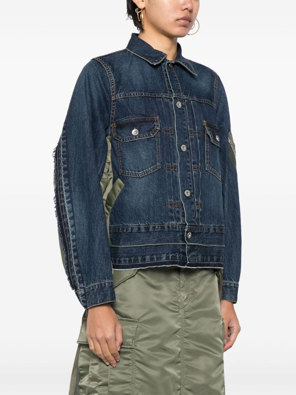 panelled denim jacket - 3