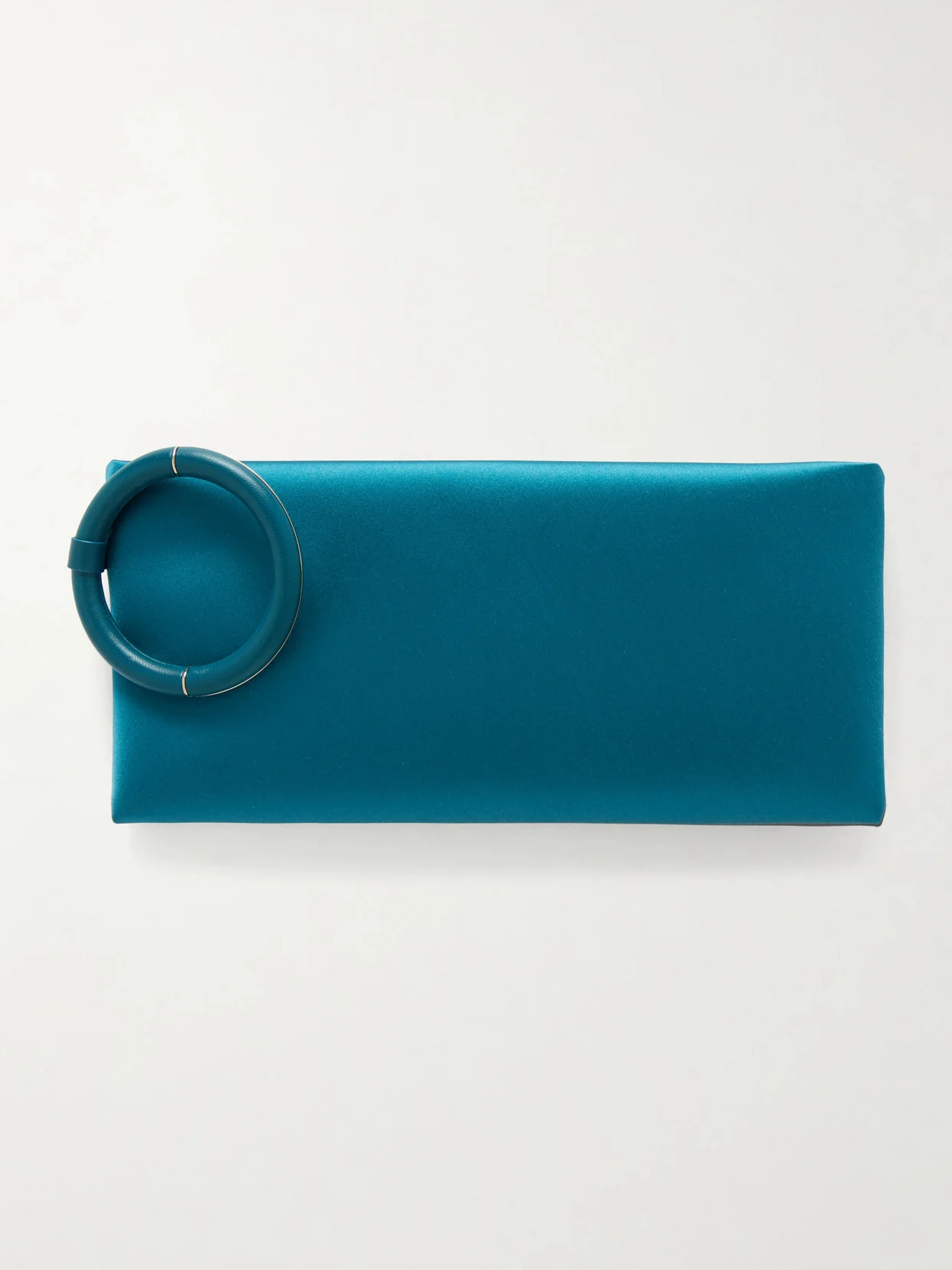Leather-trimmed Satin Clutch - 1