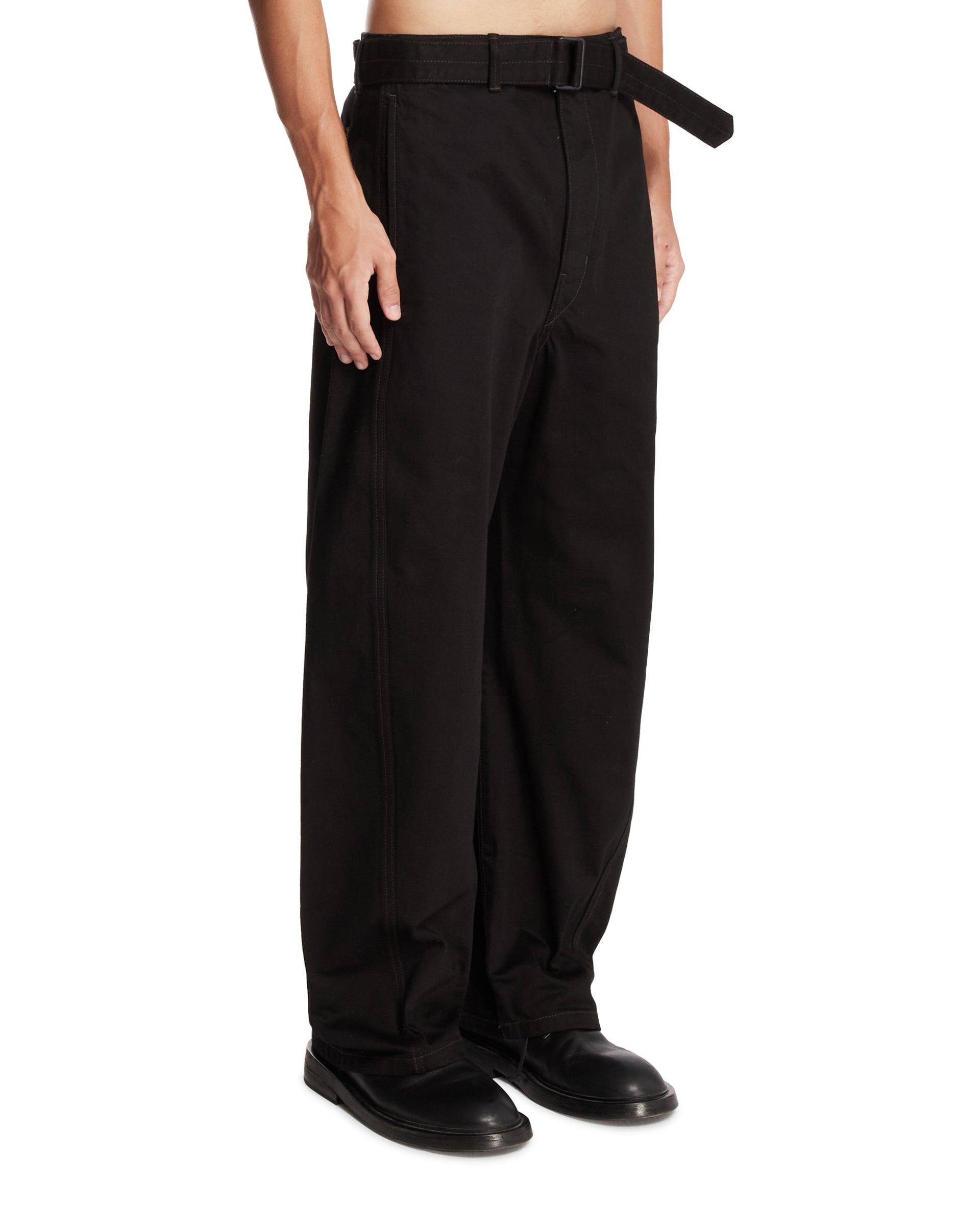 Black Twisted Trousers with Belt - 4