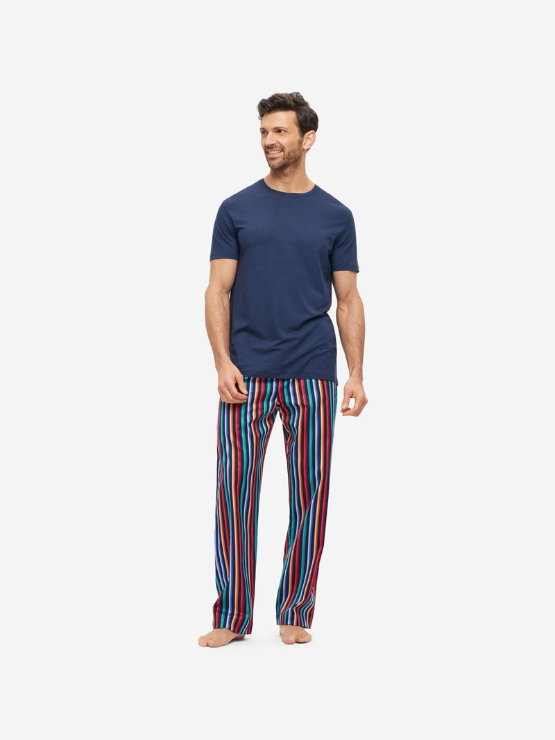 Derek Rose Men's Lounge Trousers Wellington 54 Cotton Satin Multi outlook