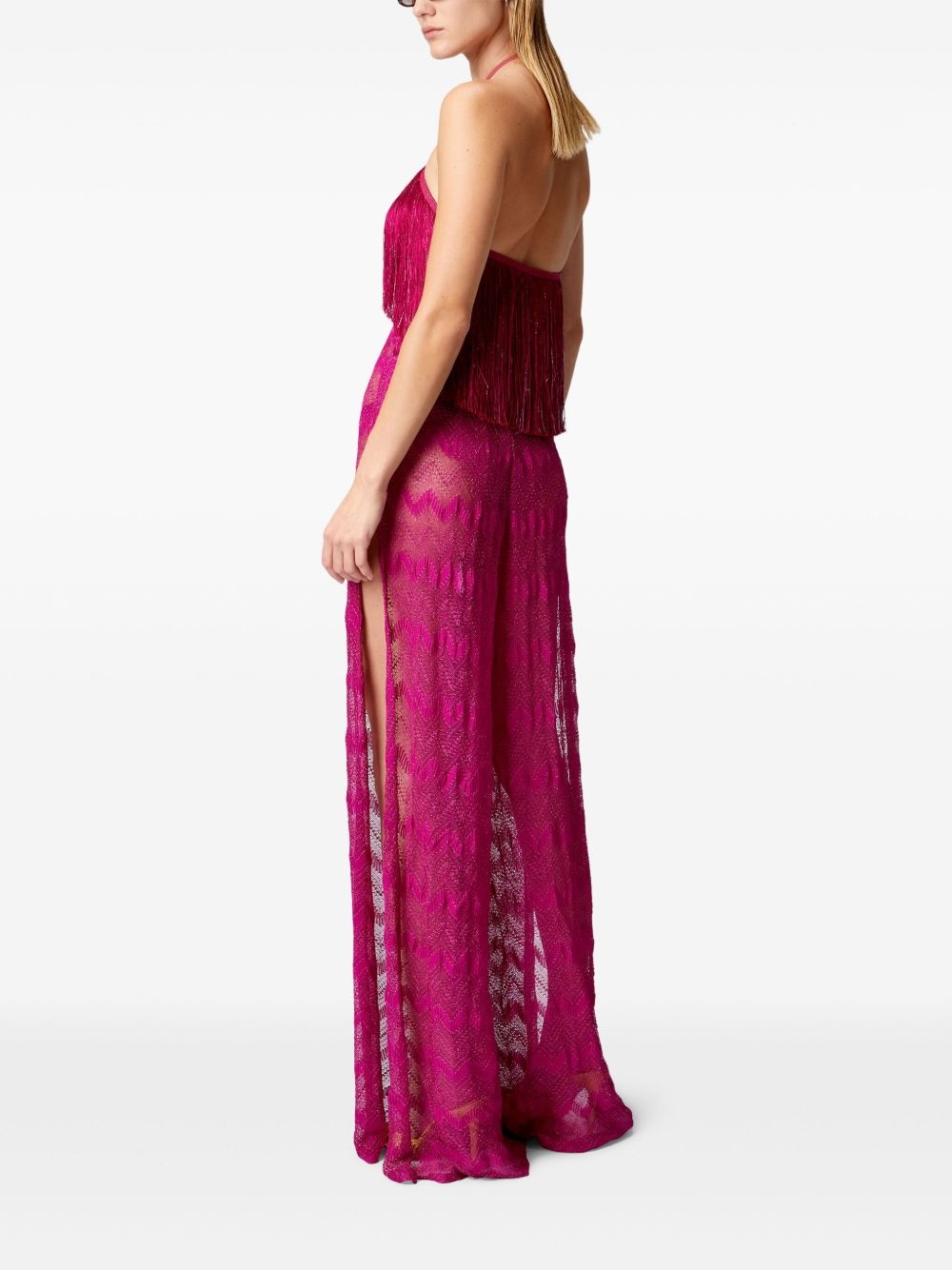 lamé fringe-detail jumpsuit - 4