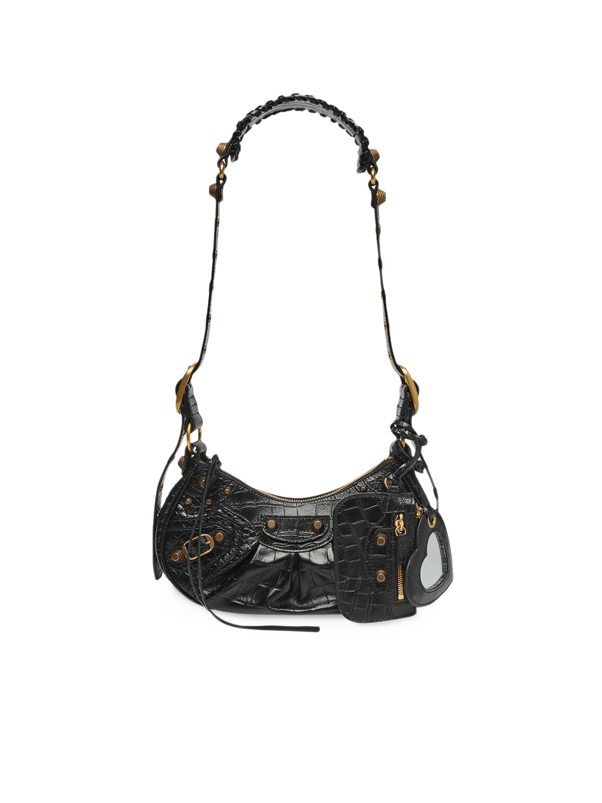 WOMEN`S LE CAGOLE XS SHOULDER BAG CROCODILE EMBOSSED IN BLACK - 1