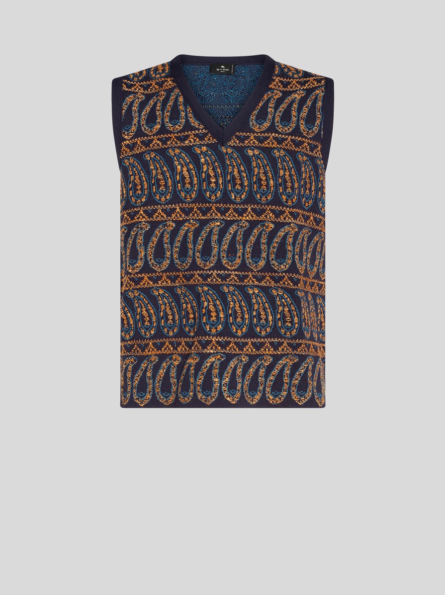 KNITTED GILET WITH PAISLEY DESIGNS - 1