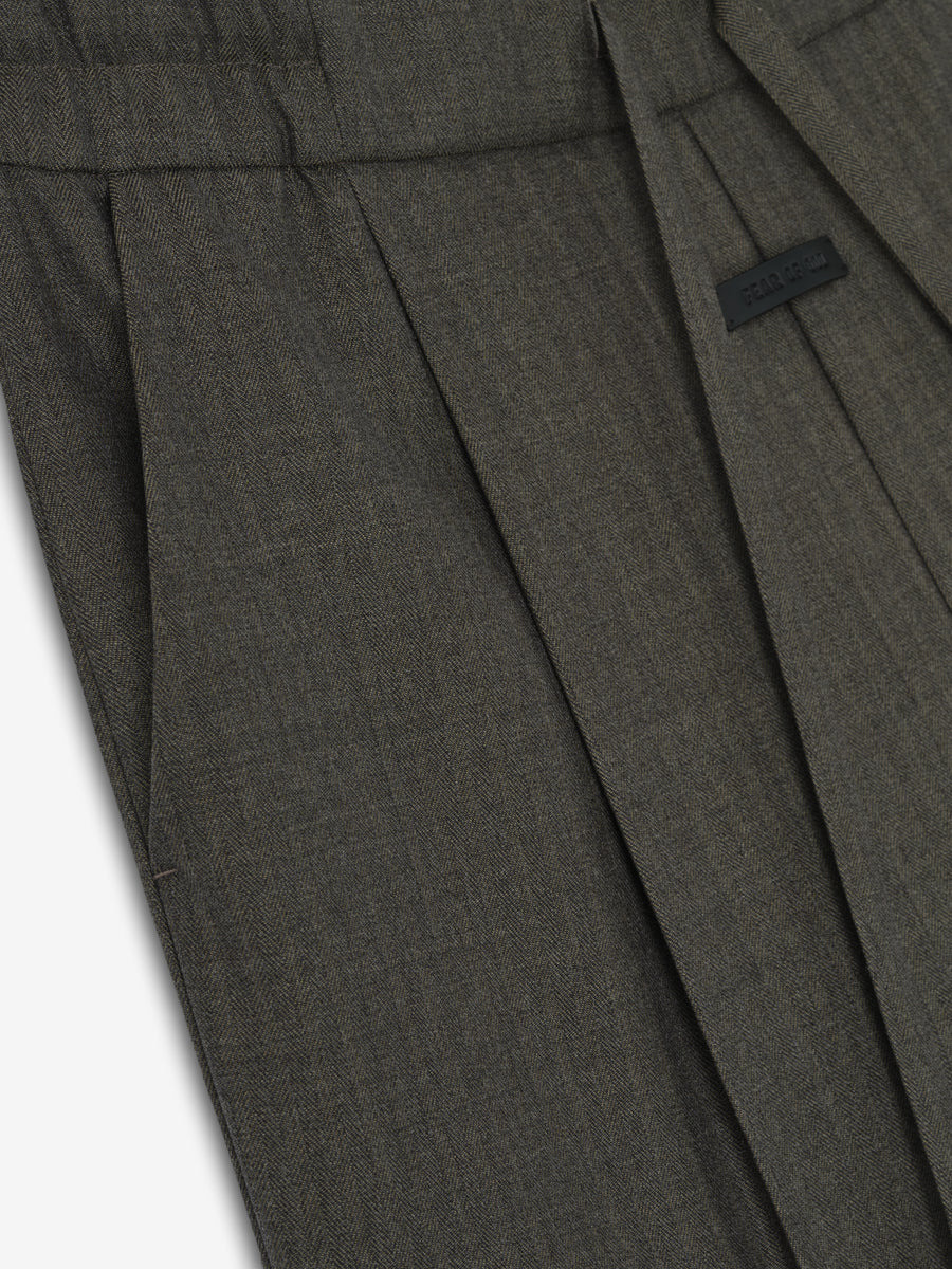 Wool Chevron Drawstring Straight Pant - 3