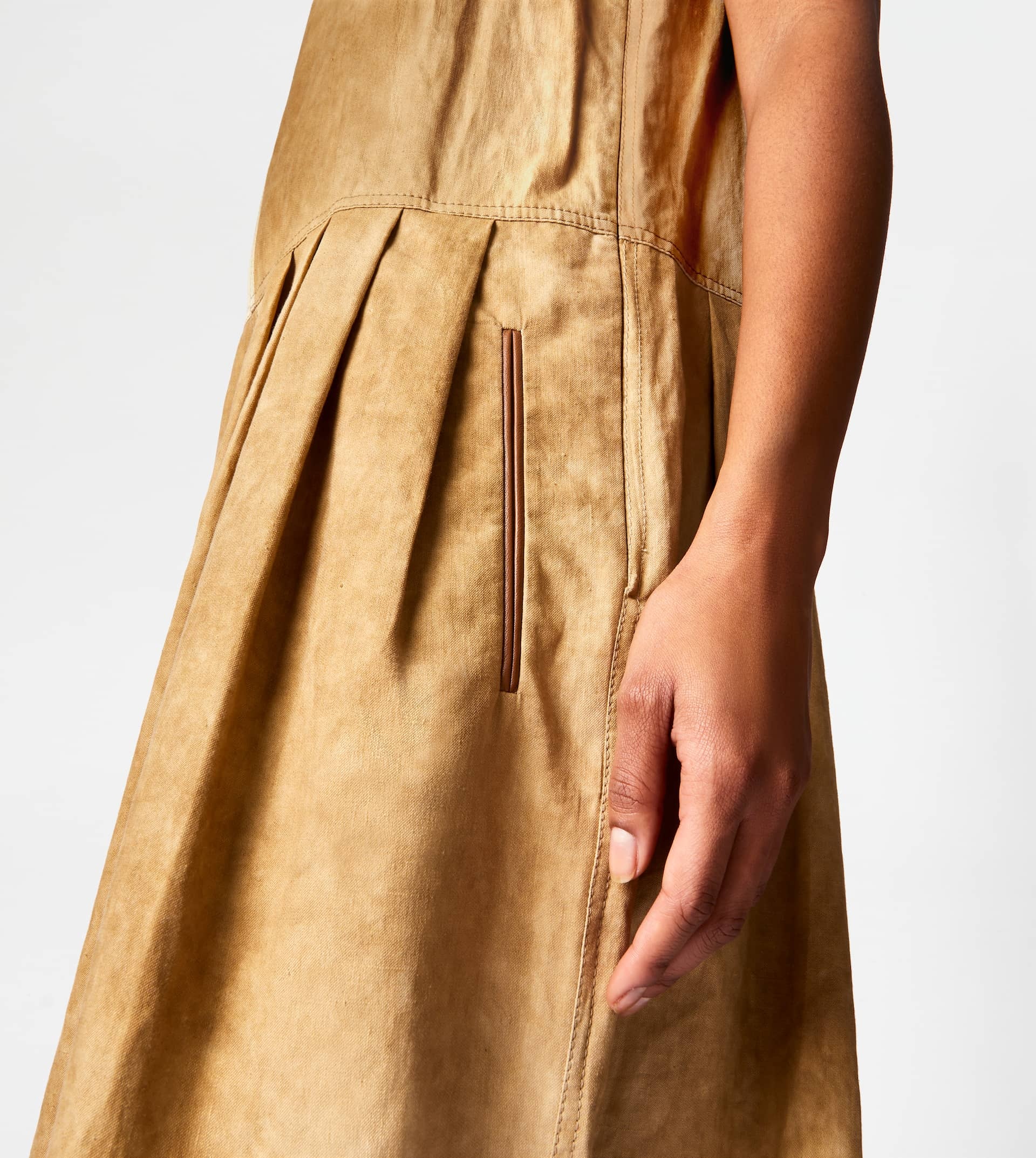 LINEN BLEND SHORT JUMPSUIT - BROWN - 5